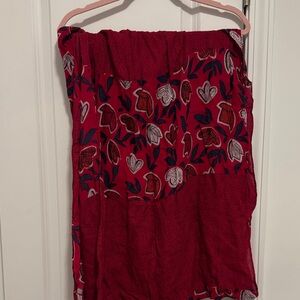 LOFT Red And Navy Floral Loop Scarf
